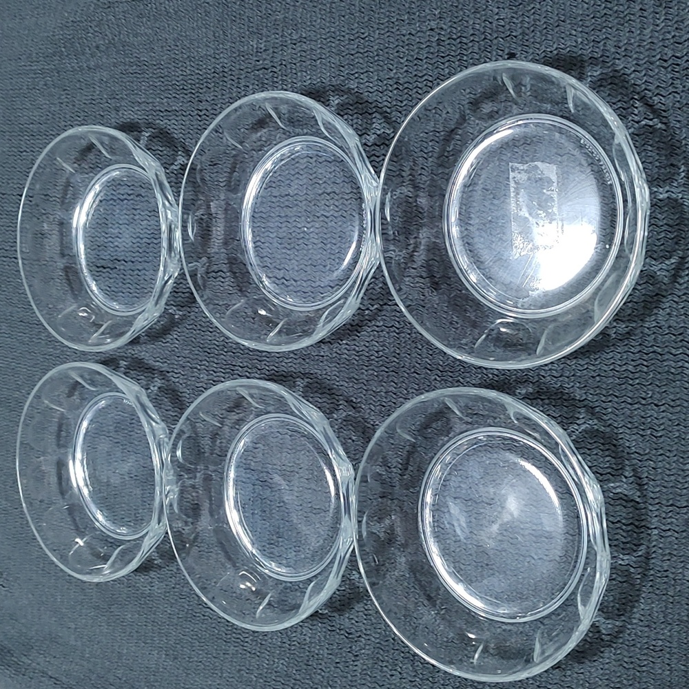 Set of Six Clear Glass Bowls